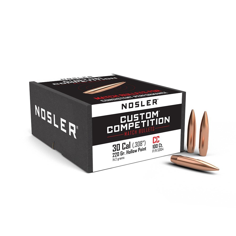 Nosler 30 Cal 220 Grain Custom Competition Bullets 100 count, 53154