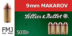 Sellier & Bellot 9mm Makarov Ammo, FMJ, 50 Rounds Sellier & Bellot 9mm Makarov Ammo, FMJ, 50 Rounds