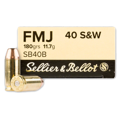 Sellier & Bellot 40 S&W 180 Grain FMJ Ammo 50 Rounds