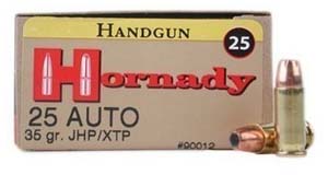 Hornady XTP 25 ACP 35 Grain Jacketed Hollow Point, 25 Rounds