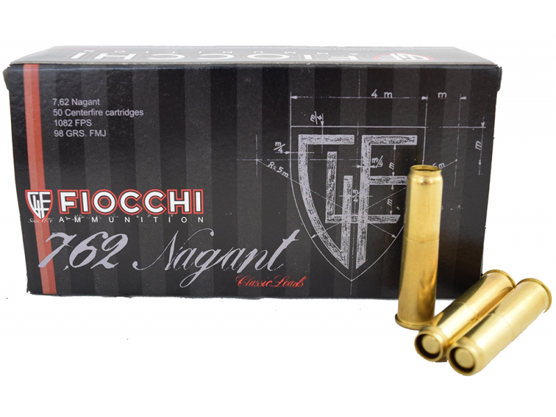Fiocchi 7.62mm Nagant (7.62x38mmR) 97 Grain Metal Case, 50 Rounds