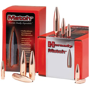 Hornady 30 Caliber (308) 195 Grain Match BTHP Rifle Bullets 100 Count 