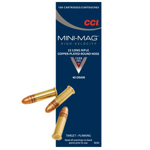 CCI Mini Mag 22LR Ammo 40 Grain Plated Round Nose 100 Rounds