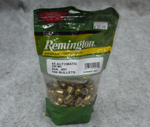 Remington 45 Cal 230 Grain 451 Diameter FMJ Bullets 100 Count