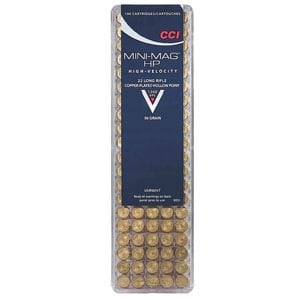 CCI Mini Mag 22LR 36 Grain Plated HP High Velocity Ammunition 100 Rounds