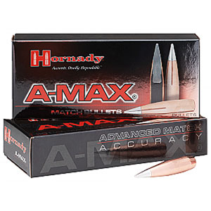 Hornady A-Max .224 CAL 52 Grain Boat Tail Bullets 100 Count