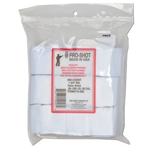 Pro Shot 7mm-38 cal-6mm Benchrest 1-3/4" Square Cleaning Patches 500 Count