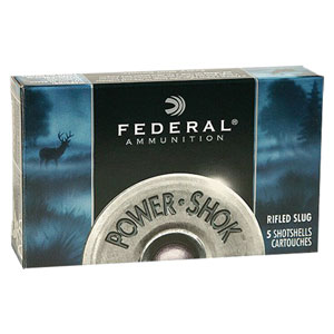 Federal Power Shok 20 Ga 2.75" 3/4 oz Lead Rifled Slug Ammo 5 Rounds