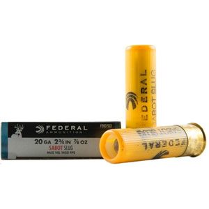 Federal Power Shok 20 Ga 7/8 oz Sabot Slug Ammo 5 Rounds