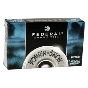 Federal Power Shok 20 Ga 2.75" 20 Pel #3 Lead Buckshot Ammo 5 Rounds