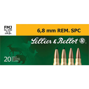 Sellier & Bellot 6.8 SPC 110 Grain Full Metal Jacket Ammo 20 Rounds