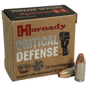 Hornady Critical Defense 9mm 115 Grain FTX HP Ammo 25 Rounds