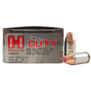Hornady Critical Duty 45 ACP +P 220 Grain FTX HP Ammo 20 Rounds