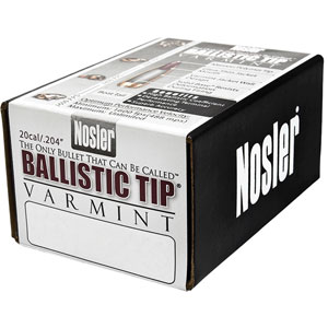 Nosler 204 Cal 32 Grain Spitzer Varmint Ballistic Tip Bullets 100 Count