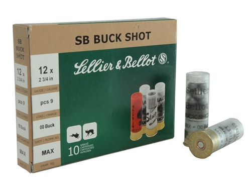 Sellier & Bellot 12 Ga 00 Buckshot 2.75" 9 Pellets, 10 Rounds