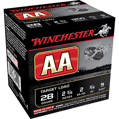 Winchester 28 Ga AA Target Load 2 3/4" 3/4 oz #9 Lead Shot 25 Rounds