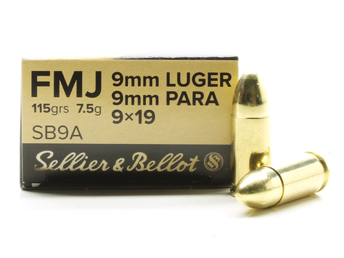 Sellier & Bellot 9mm Luger 115 Grain Full Metal Jacket Ammunition 50 Rounds