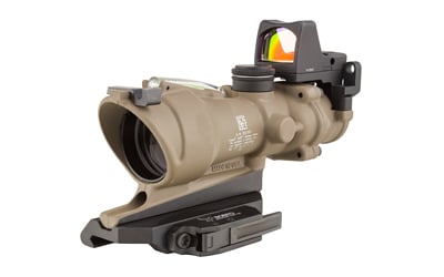 Trijicon ACOG 4x32 Flat Dark Earth Scope, Dual Illumination Green Crosshair Reticle w/ 3.25 MOA RMR Type 2 Sight and Backup Iron Sights Trijicon ACOG 4x32 Flat Dark Earth Scope, Dual Illumination Green Crosshair Reticle w/ 3.25 MOA RMR Type 2 Sight and Backup Iron Sights
