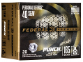 Federal Punch 40 S&W 165 Grain JHP Ammo 20 Rounds Federal Punch 40 S&W 165 Grain JHP Ammo 20 Rounds
