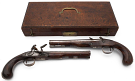 Robert Wogdon Flintlock Dueling Pistols, Cased Pair, 50 Caliber - Rare Pistols *ca.1790* Robert Wogdon Flintlock Dueling Pistols, Cased Pair, 50 Caliber - Rare Pistols *ca.1790*