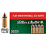 Sellier & Bellot 32 ACP 73 Grain FMJ Ammo 50 Rounds