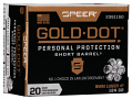 Speer Gold Dot 9mm +P 124 Grain Hollow Point, Short Barrel, 20 Rounds