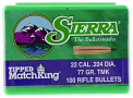Sierra 22 Caliber 224 Diameter 77 Grain Tipped MatchKing Bullets 100 Count