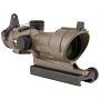 Trijicon ACOG 4x32 Tritium Only Center Illuminated Amber .223 Crosshair Reticle w/ Backup Iron Sights and TA51 Mount, FDE Trijicon ACOG 4x32 Tritium Only Center Illuminated Amber .223 Crosshair Reticle w/ Backup Iron Sights and TA51 Mount, FDE